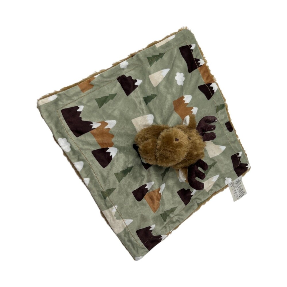 Baby Essentials Lovey Security Blanket Unisex 12" Moose Green Cabincore